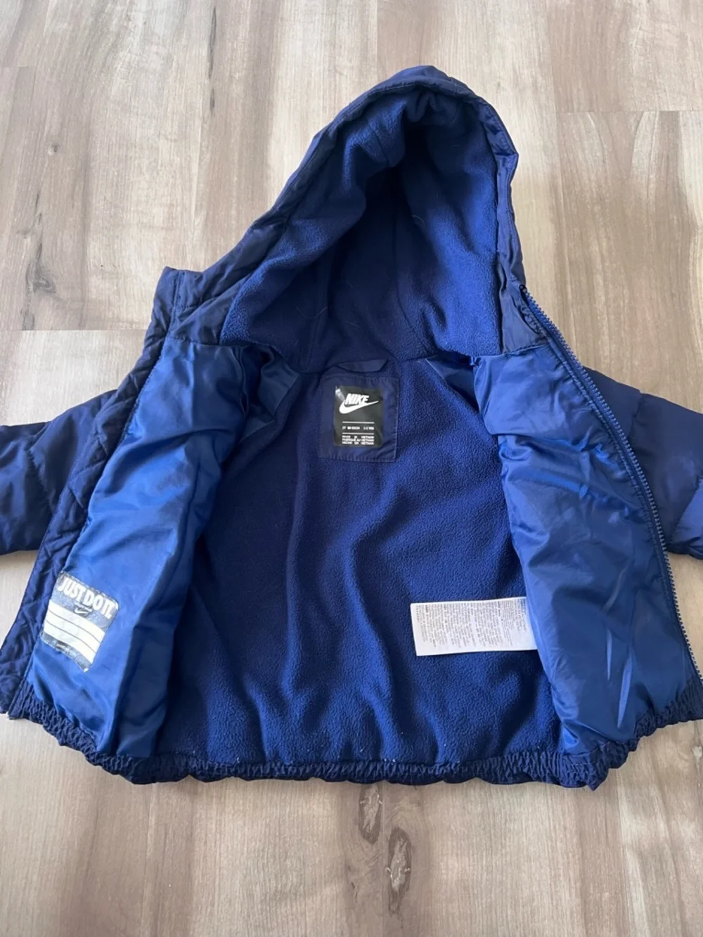 Nike Kids Navy and Royal Blue Hooded Puffer Jacket